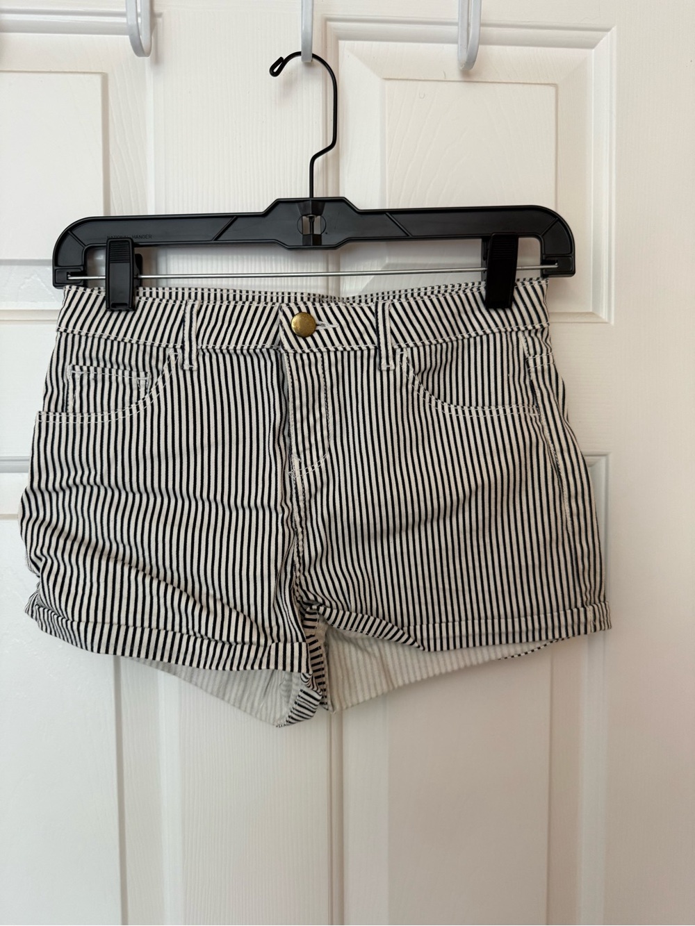 H&M Black and White Striped Jean Shorts